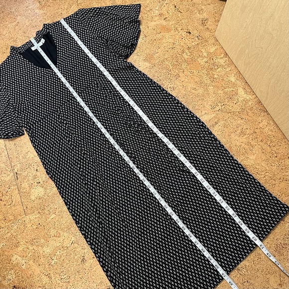 Masai Copenhagen Black & Cream Viscose Flutter Sleeve Dress Sz L - Picture 13 of 13